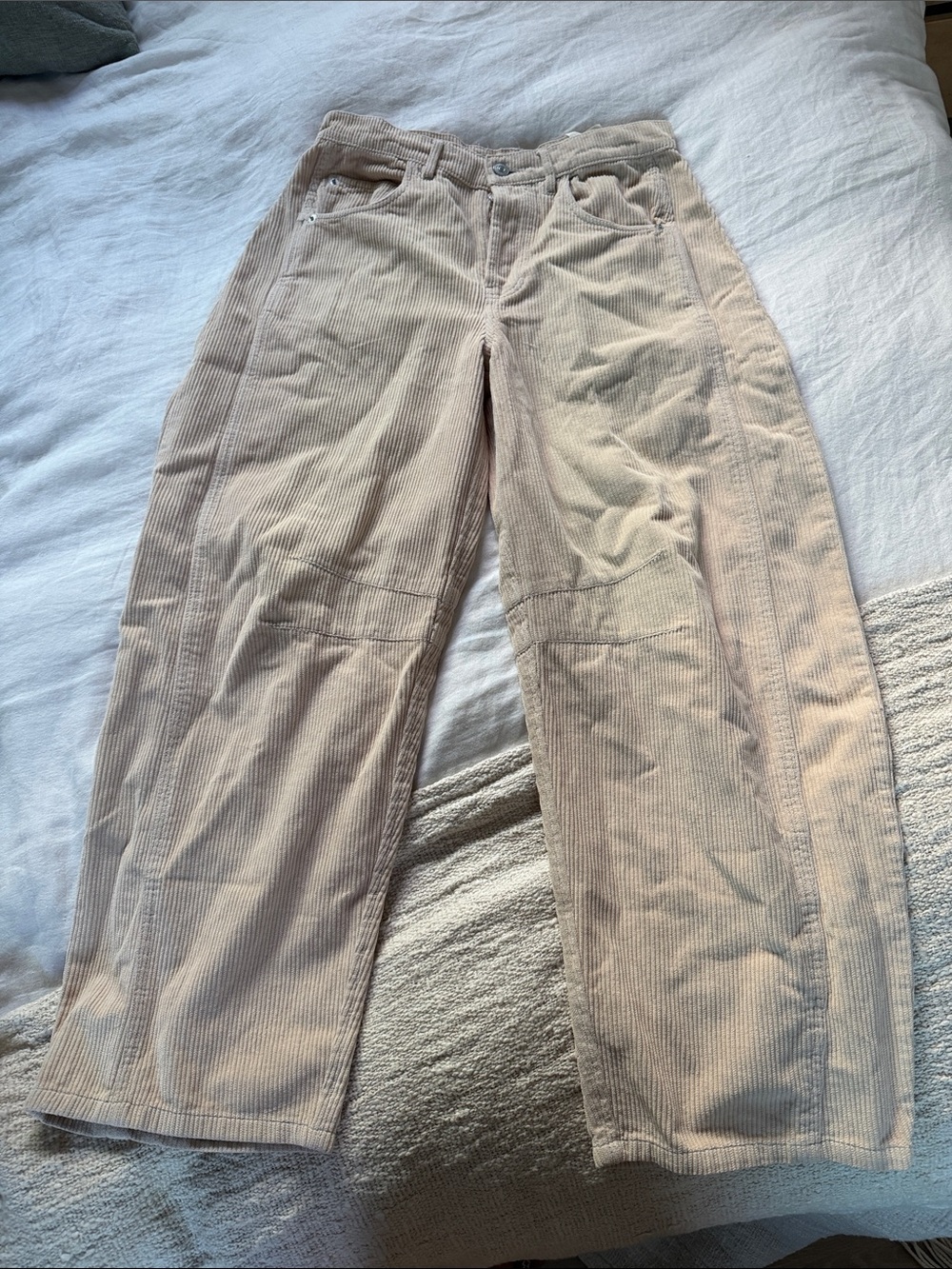Free people barrel Jean  Light Beige Corduroy Pants